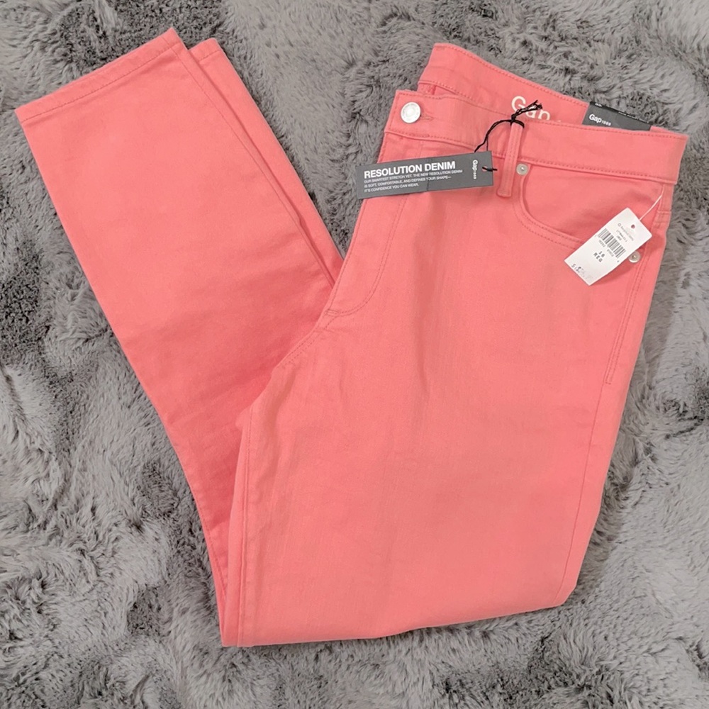 NWT! Gap 1969 True Skinny Ankle Jeans Coral 16/33R